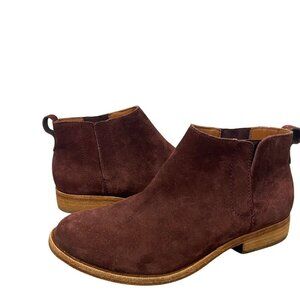 Kork-Ease Velma Bootie Suede Chelsea Ankle Boots 6.5 Womens Red Burgundy Boots